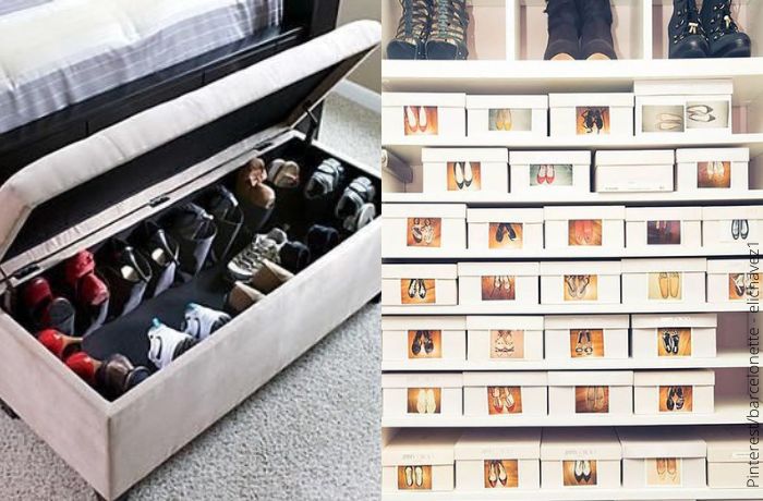 Fotos de zapatos guardados en cajas