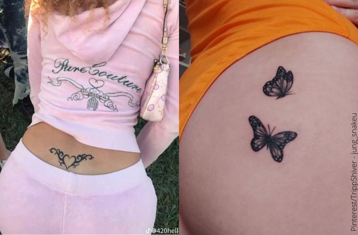 Fotos de tatuajes en la espalda y cola de una mujer