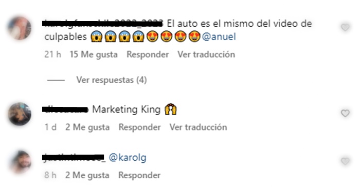 Sreenshot de los comentarios en la publicación de Anuel donde le recuerdan a Karol G