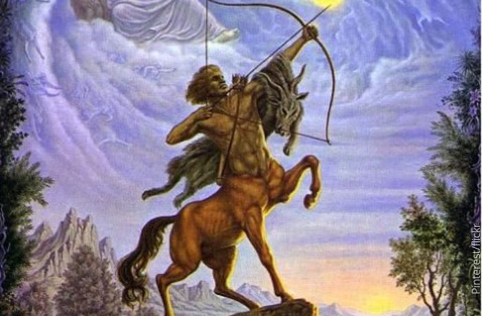 Ilustración de un centauro con un arco y flecha
