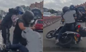 Tremendo agarrón de dos mujeres en Bogotá, ¡no soltaron las motos!