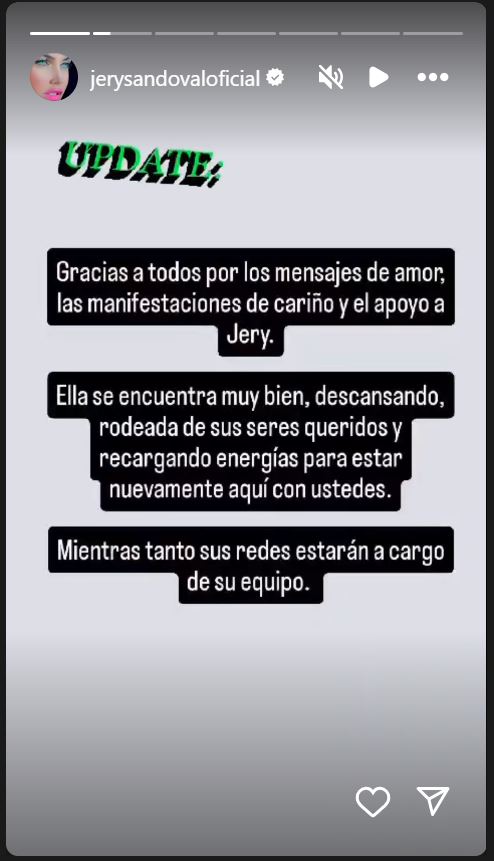 Reacción de Jery Sandoval en redes sociales