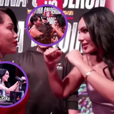 Andrea Valdiri le regaló un bozal a Yina Calderón en una entrevista