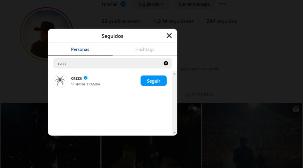 Christian Nodal volvió a seguir a Cazzu en redes sociales