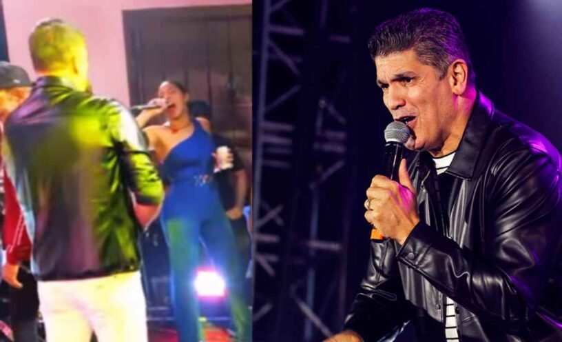 eddy herrera le pide beso a influencer delante de su esposa