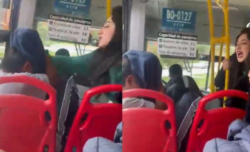 El video de la mujer que le dio golpiza a un joven en Transmilenio por acosarla