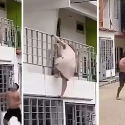 El video de la mujer que pilló infidelidad de su esposo y la amante se escapó por la ventana