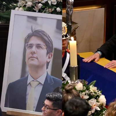 El video del abrazo entre la esposa y el papá de Miguel Uribe en el funeral