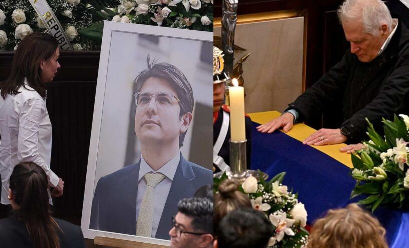 El video del abrazo entre la esposa y el papá de Miguel Uribe en el funeral
