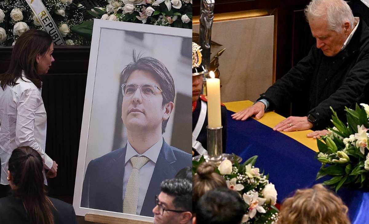 El video del abrazo entre la esposa y el papá de Miguel Uribe en el funeral