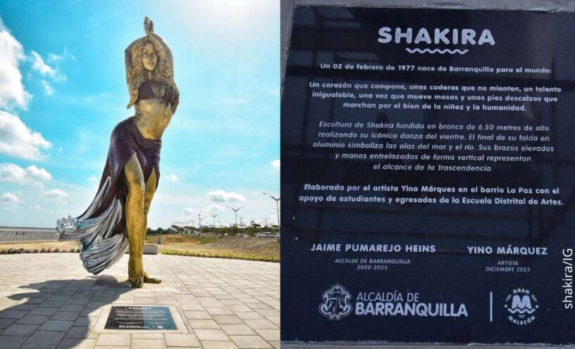 error de ortografía en la estatua de Shakira