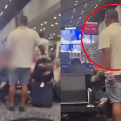 hombre golpeó a mujer en el aeropuerto
