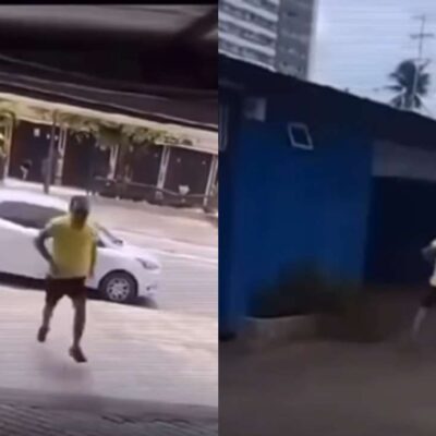 hombre sorprendió a su esposa