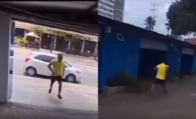 hombre sorprendió a su esposa