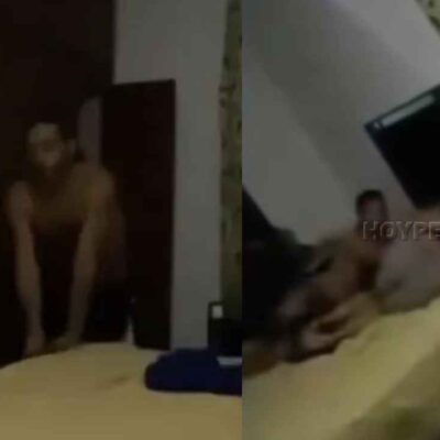 hombre sorprende a su esposa con otro en la cama