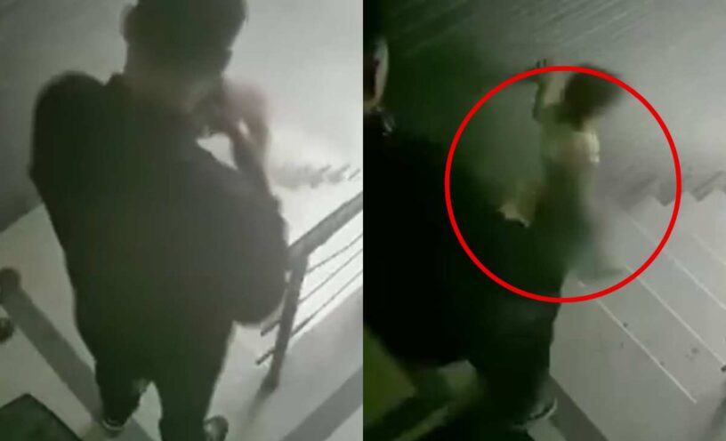 hombre lanzó a su hija por las escaleras