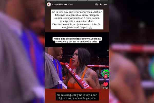 mensaje de Andrea Valdiri a Yina Calderón después de la batalla