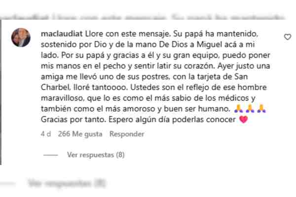 mensaje de la esposa de Miguel Uribe al neurocirujano Fernando Hakim