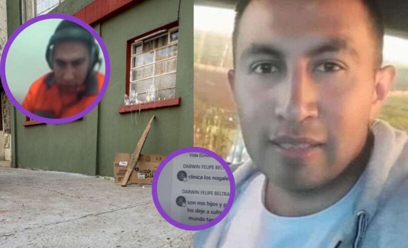 Mensaje que escribió Darwin Beltrán en el chat de la audiencia por el asesinato de sus 2 hijos