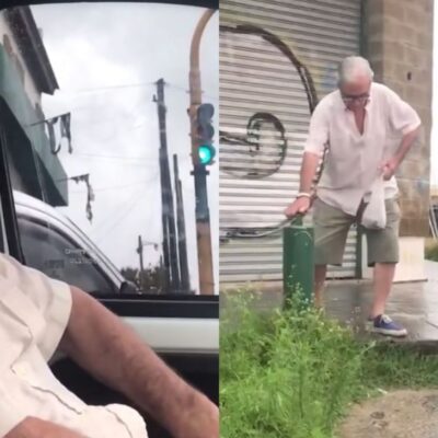 nieto que recogió a su abuelo bajo la lluvia