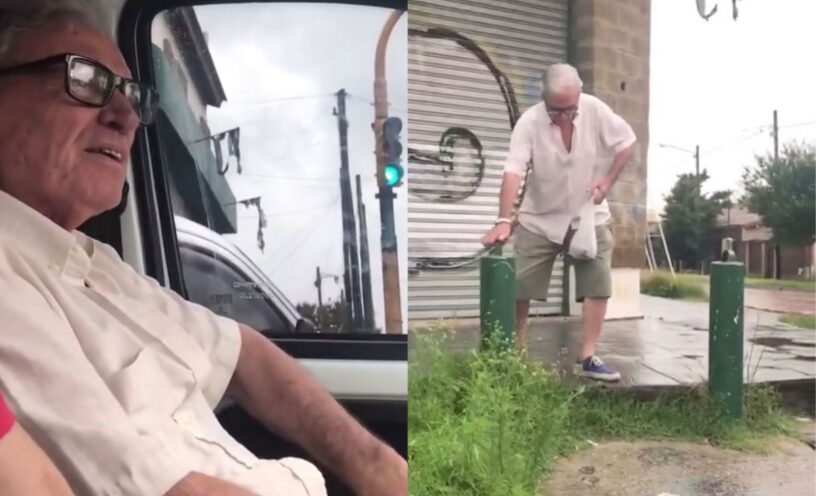 nieto que recogió a su abuelo bajo la lluvia