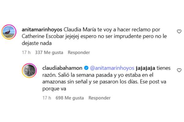 Claudia Bahamón habló sobre Caterin Escobar
