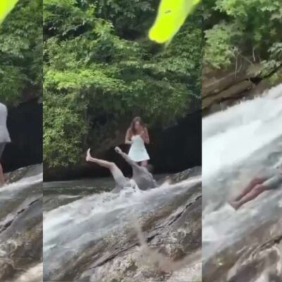 Novio se cayó de una cascada en medio de una propuesta de matrimonio