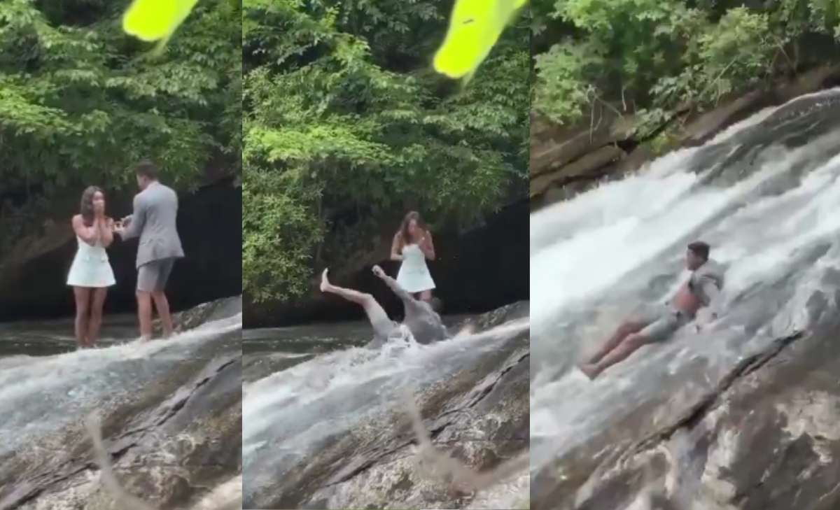 Novio se cayó de una cascada en medio de una propuesta de matrimonio