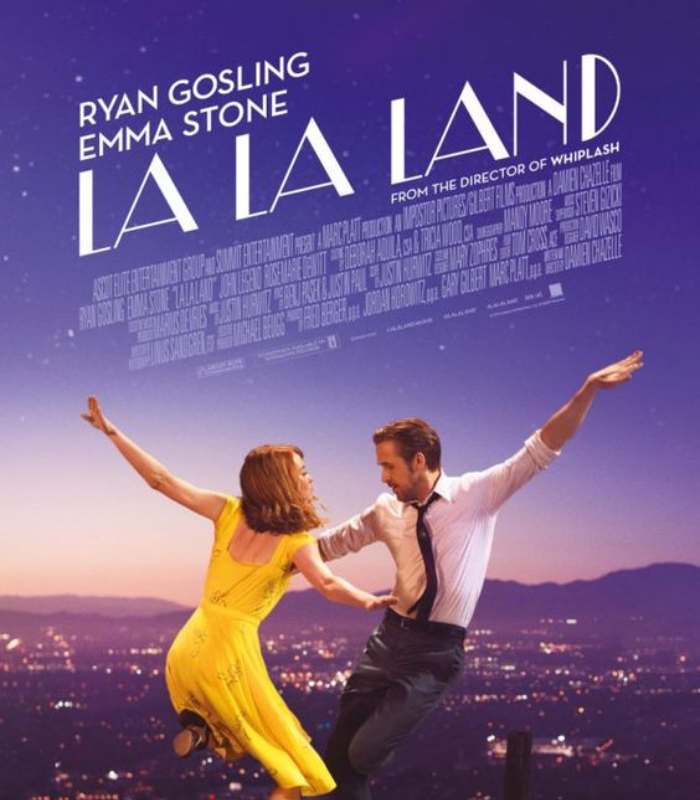 Imagen que muestra la caratura de la película La la land protagonizada por Emma Stone y Ryan Gosling 