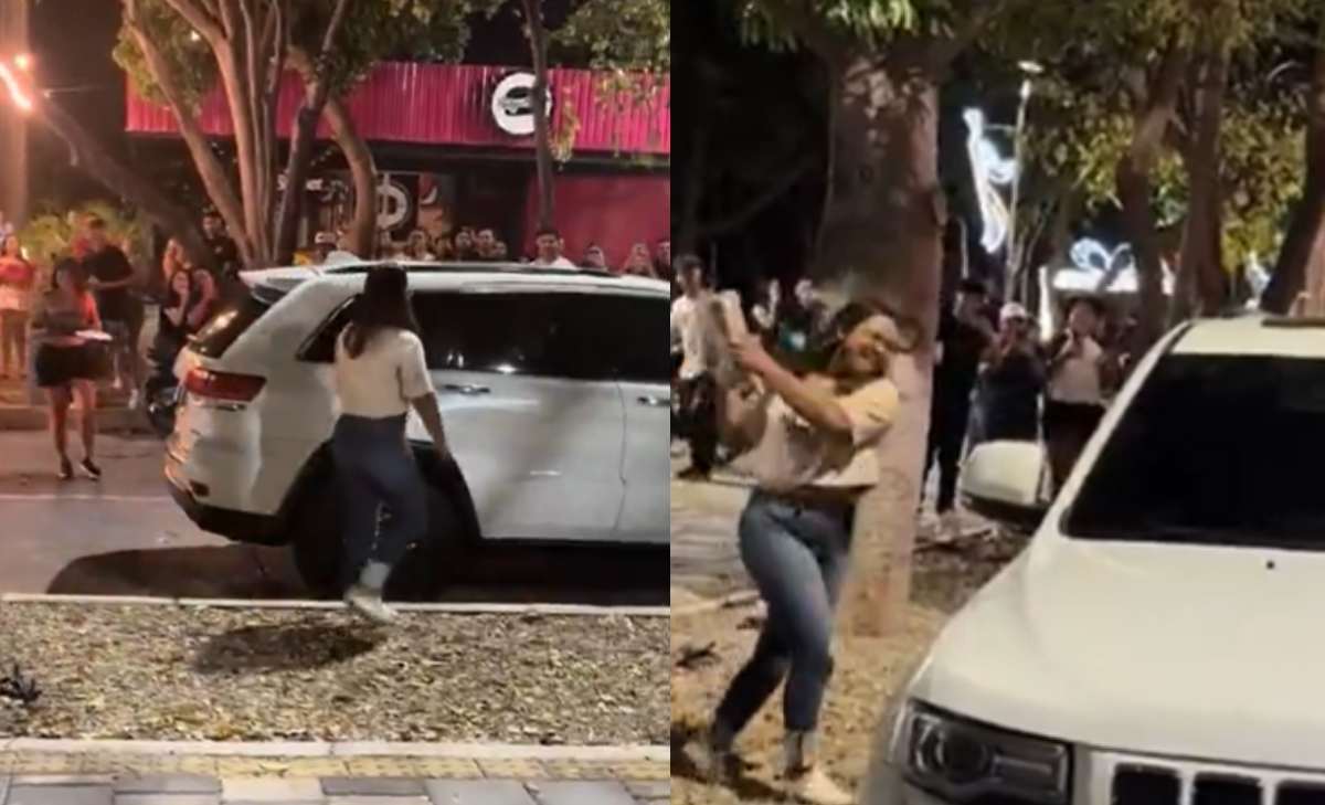 video de la mujer que cogió a ladrillazos el carro de su esposo por infidelidad