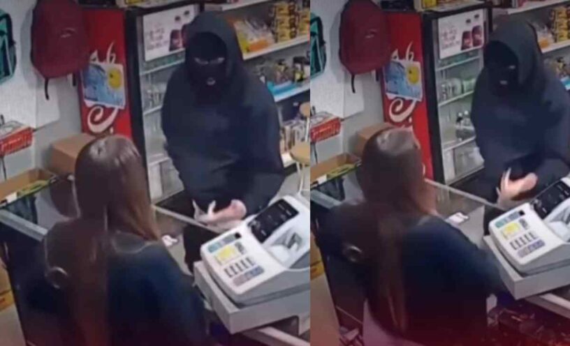 El video de la cajera que evitó robo mostrando sus atributos