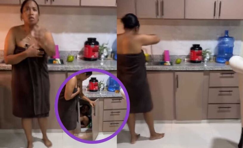 El video del hombre que pilló a su esposa con el amante y lo escondió en la cocina