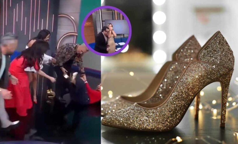 Famosa presentadora tuvo un accidente en vivo por culpa de sus tacones