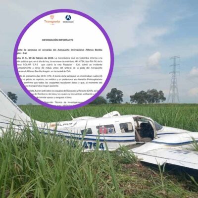 ¿Qué dijo la Aeronaútica Civil sobre el accidente de la avioneta en Cali?