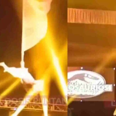 acróbata sufrió caída a varios metros de altura durante una presentación