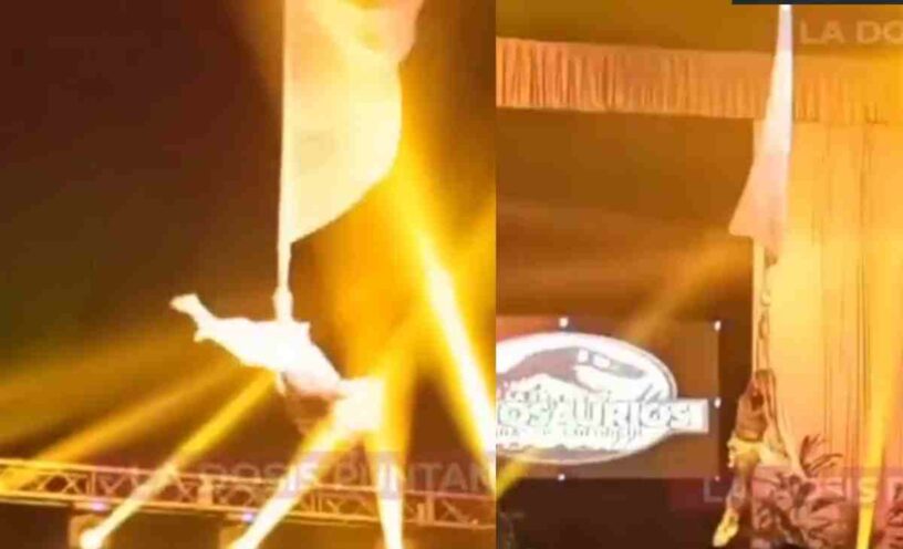 acróbata sufrió caída a varios metros de altura durante una presentación