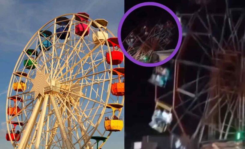 El video de la rueda de la fortuna que se desplómo con 80 personas
